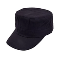 Classic black cotton cadet hat with flat top and reinforced stitching for sun protection - Black