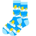 Blue crew socks with yellow rubber duck and white bubble pattern, light blue accents - EU 36-42 / Blue Duck Mother and Baby