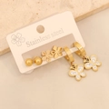 3 Paar goldene Ohrringe aus Edelstahl mit Blumen, Perlen und Emaille-Schmetterlingen - 1# Schmetterlings-Set (3 Paare)