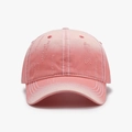 Unisex pink coral washed cotton baseball cap with distressed torn holes and white stitching - Adjustable / Orange Red