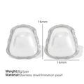 Eleganti orecchini quadrati da 16 mm in acciaio inossidabile con perle bianche - Argento