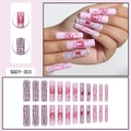 Pink long coffin Halloween press on nails with pumpkin spider web and skull art designs - SGCY-303 / Glue Type
