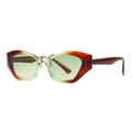 Occhiali da sole cat-eye moderni con montatura sfumata verde e marrone e lenti verde chiaro - Montatura Tè Lente Verde