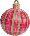 Inflatable 60cm Christmas ball with classic red and green plaid pattern for outdoor decor - Red and Green Stripes
