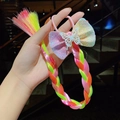 Roze haarelastiek met verloopvlecht en lovertjes vlinderstrik voor meisjes en kinderen - 1# Vlinder