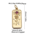 Gold rose pendant with red gemstone and zircon accents for women's jewelry collection - CX144-1 (Ruby Rose Rectangular Pendant)