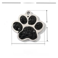 Technical view of paw pendant in stainless steel with black rhinestones and dimensions - Silver Black Zirconia Paw (VG054)
