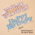 Happy Birthday plastic cookie fondant mold tool with 16cm width measurement - Happy Birthday Script Mold