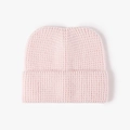 Bonnet en grosse maille rose pâle pour femme avec revers chaud pour l'automne et l'hiver - Rose