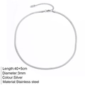 Silver stainless steel snake bone chain necklace, 3mm diameter with 40+5cm length - 3mm Blade Chain / Steel