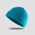 Sky blue knit ribbed beanie hat for men and women featuring a minimalist docker style - One Size / Lake Blue