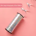 Laser silver holographic ribbon for romantic party decor, 90m roll in shiny metallic finish - 90M Laser Silver Decorative Ribbon