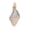 Shell shaped pendant in two-tone gold and silver finish with sparkling white resin - CX137-4 Two-tone Shell