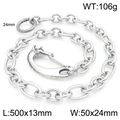 Punk style stainless steel 3:1 round O-chain wallet link with wolf head lobster clasp - Horse Head Style-50cm(KK114-Z)