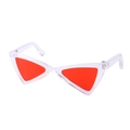 Pet cat and dog sunglasses featuring sharp red lenses and a transparent frame - Triangle Style Clear Red