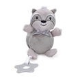 Gray raccoon plush hanging toy with gray star-shaped silicone teether for babies - Grey Raccoon