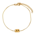 Minimalistisches Armband aus 18K vergoldetem Edelstahl mit einem Buchstaben-B-Anhänger - Bubble Buchstabe B (Gold)