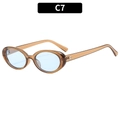 Retro oval sunglasses with a translucent brown frame and light blue tinted lenses - Transparent Tea Frame Blue Lens