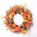 Autumn wreath with sunflowers, pumpkins, maple leaves and pine cones on a rustic base - Style E Autumn Decorative Wreath - 60cm