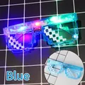 Glow-in-the-dark blue pixel sunglasses with LED lights for cosplay parties and festivals - Blue