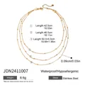 Three-layer stainless steel gold bead necklace set with detailed size and length chart - Gold Three-Layer Beaded Necklace Style (JDN2411007)