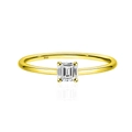 Elegante anello in argento S925 placcato oro 18k con moissanite taglio Asscher da 0,4 ct - US 5 / Oro (Zirconia Bianca)