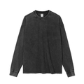 Maglia a maniche lunghe grigio scuro effetto acid wash in cotone 300g stile vintage - S / Base Grezza Stile 2151 - Nero Vintage