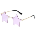 Creative star-shaped rimless sunglasses with purple lenses and gold metal frames - Gold Frame Light Purple