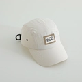 Detailed view of beige quick-dry camper hat with BEAR patch and black side buckle - 52cm(Adjustable) / Off White
