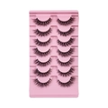 Dramatic 7 pairs black faux lashes pack in a pink tray for natural volume look - HN-18 (7 Pairs Pink Tray Clear Band)