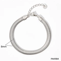 8mm silver flat snake bone bracelet in stainless steel with extension chain and lobster clasp - Snake Bone Bracelet (PAK984)