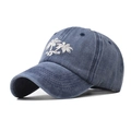 Dettaglio del cappello da baseball in cotone lavato con ricamo palme e SUMMER - Regolabile / Blu navy