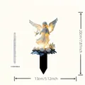Acrylic garden stake featuring a 20cm winged fairy angel holding a white dove decor - No.18 (0.2cm Thickness)