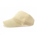 Beige knit empty top sun hat with breathable crochet texture for outdoor sun protection - Adjustable / Beige