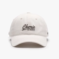 Beige cotton baseball cap with dark brown Cherie embroidery and a curved visor - Adjustable / Off White