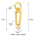 Miniature gold plated copper pendant with micro-inlaid zircon and geometric frame charm - L75 Trapezoid Exclamation / Gold