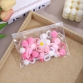 Lot de 20-30 élastiques à cheveux en peluche rose et blanc avec marguerites et pompons - Rose Fleur de Cerisier Lot de 20