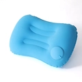Blue inflatable U-shaped neck pillow with integrated pump and ergonomic support - Flocking/Velvet / Square Pillow / Sky Blue