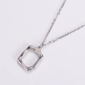 Collana moderna in acciaio inossidabile argento con ciondolo rettangolo e trama bamboo - Color Acciaio