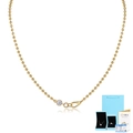 Collana di perline in argento sterling 925 dorato con ciondolo moissanite e scatola GRA - 45cm / Con Certificato GRA E Scatola Regalo / Oro