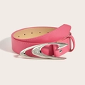 Ceinture rose en similicuir avec boucle strass rétro américain sur fond beige - Rouge Prune