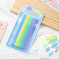 4-pack macaron highlighter set with pastel blue, yellow, green and purple flat pens - Star Color Blue Series (4 Pcs)