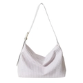 Borsa hobo intrecciata bianca con tracolla regolabile e grande capacità stile casual - Bianco Sporco