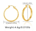 Goldene 18K vergoldete Creolen mit Spiralstruktur und 3,5 cm Durchmesser Design - Spiralwirbel-Textur-Stil (KE0869) / 18K-Gold