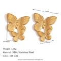 316L stainless steel 18K gold butterfly drop earrings featuring a layered 3D design - Gold