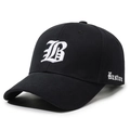 Black baseball cap with white gothic B embroidery and Boston text on twill fabric - Adjustable / Black