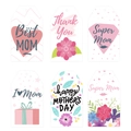 Set di 6 etichette regalo per la festa della mamma con fiori e cuori - Stile Cuore Rosa E Best MOM / Set