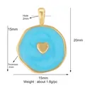 Ciondolo a cuore in smalto celeste in rame dorato con dimensioni 15 mm per 20 mm - Cuore / Celeste