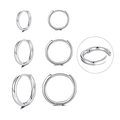 Polished silver titanium steel hoop earrings in three sizes with hinged closures - 1.6×6mm / Silver/Steel