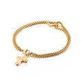 Bracciale a doppio strato in acciaio inossidabile dorato con ciondolo a croce - Stile Croce Semplice Dorata (KB130349-Z)